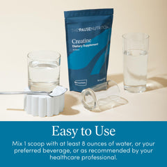 The Pause Life creatine powder being added to a shake.