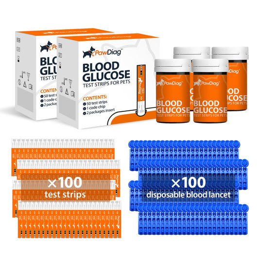 PAWDIAG blood glucose test strip compatible with the PawDiag monitor, offering dependable pet readings.