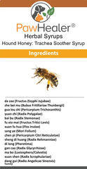 PawHealer Hound Honey label close-up highlighting natural herbal blend.