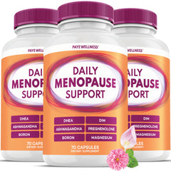 PAYÉ menopause 3-pack bottle shows convenient daily support for hormone balance.