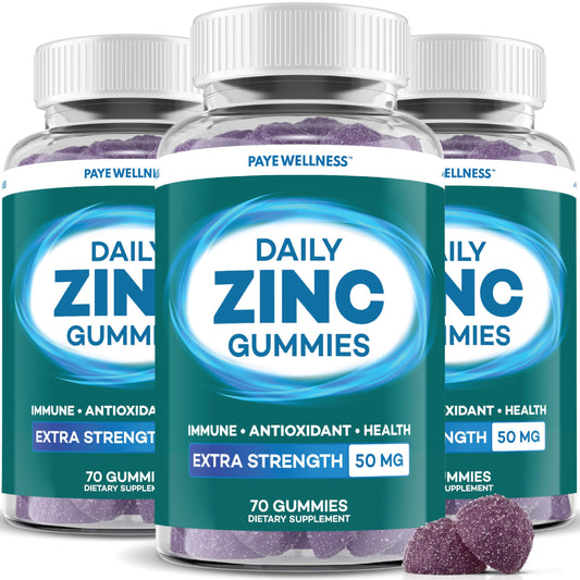 PAYÉ Zinc Gummies bottle pour with berry flavor for daily immune support.