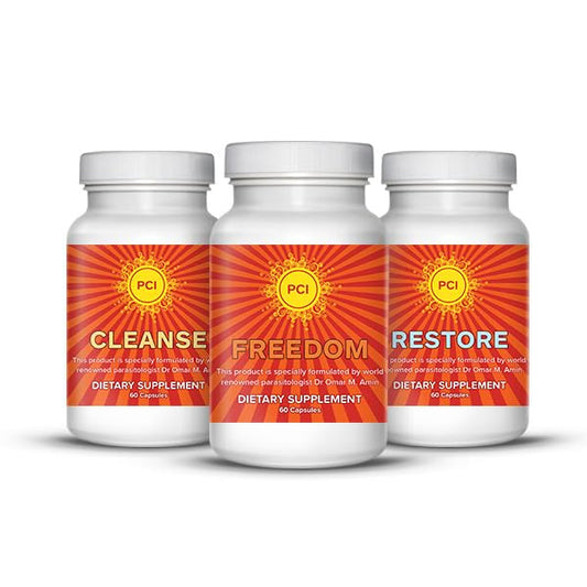 PCI Freedom Cleanse Restore bottle showing herbal detox support for daily wellness