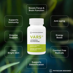 PD VARS Liposomal Glutathione label with clean, premium packaging.