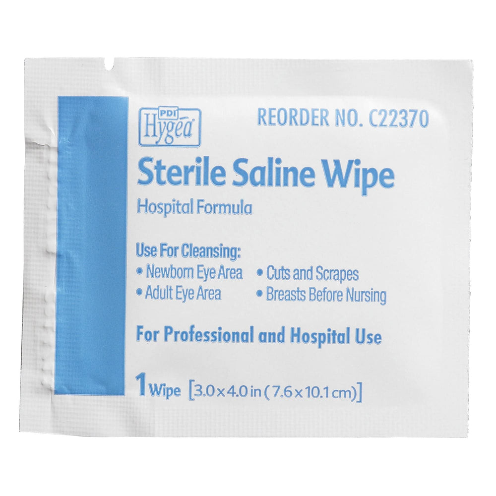 Sterile packing of Hygea saline wipes for easy access and distribution
