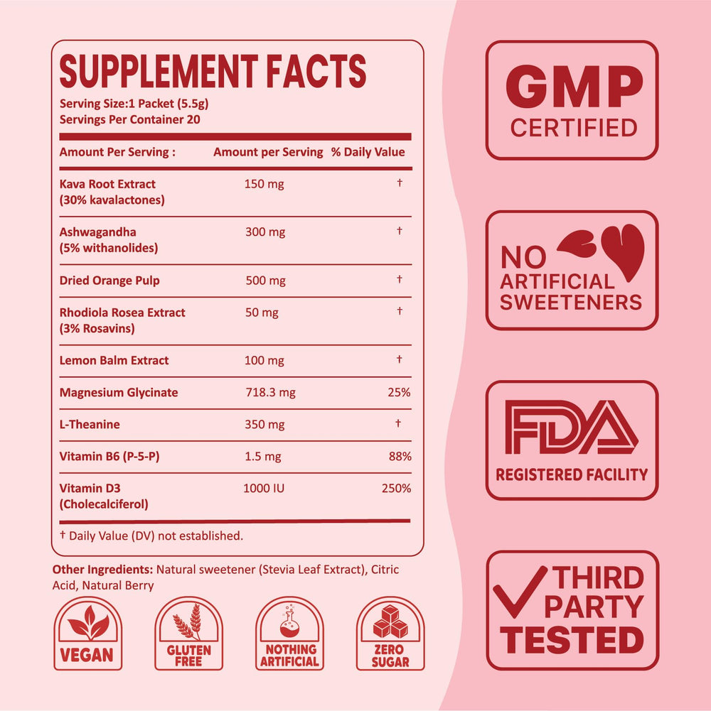 PEACEBLEND SuperCalm label indicates vegan and non-GMO ingredients