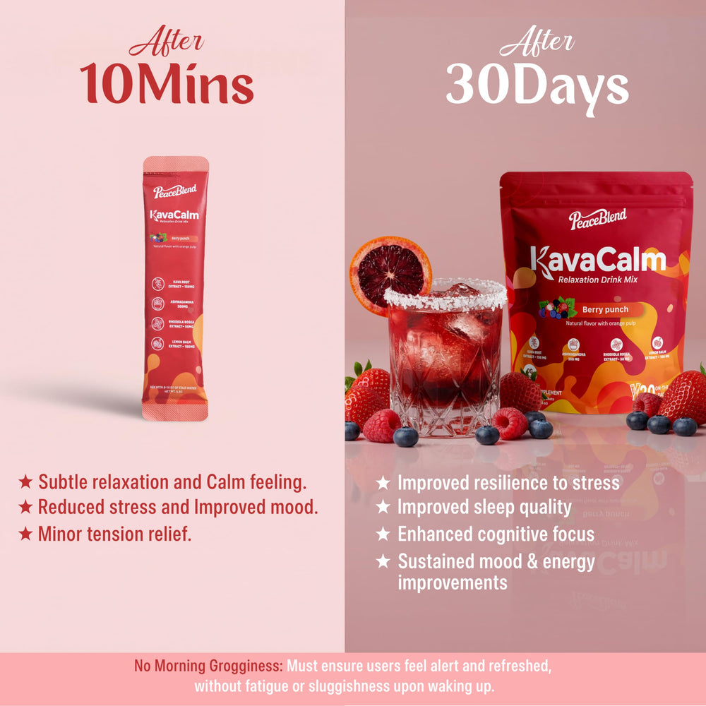 PEACEBLEND SuperCalm mug with warm drink for nighttime routine