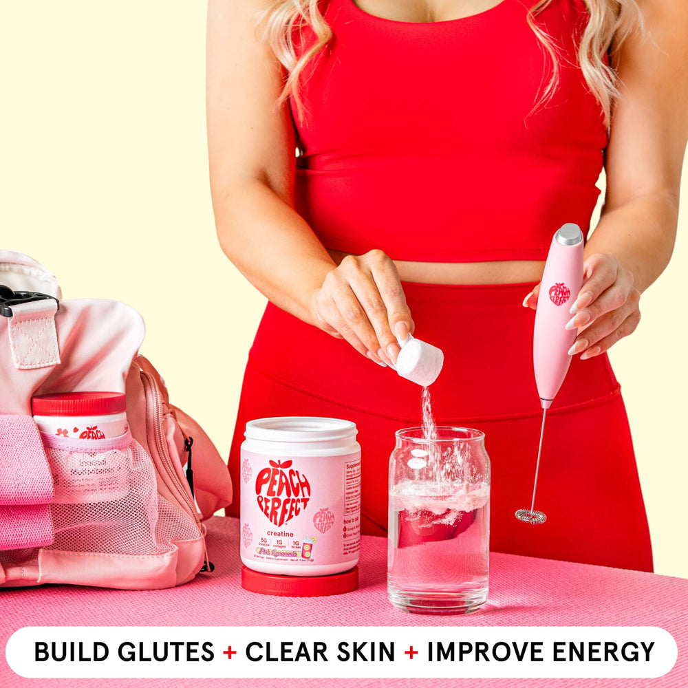 Peach Perfect Creatine Blend label confirms NSF-certified facility and purity standards