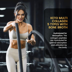Peacock Max Keto Multi Collagen powder in jar for versatile mixing.