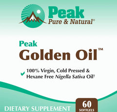 Peak Golden Oil bottle pour demonstrating convenient, on-the-go daily dosing.