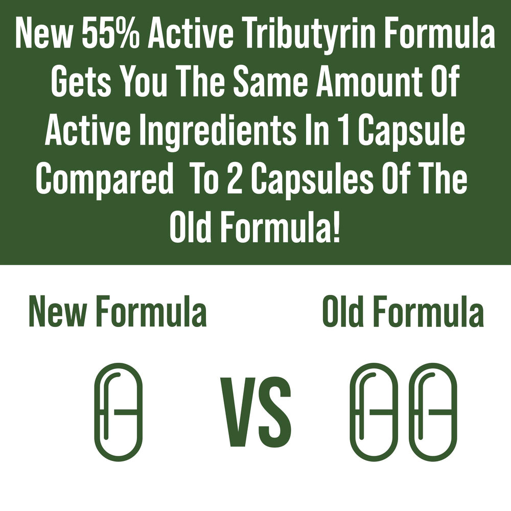 Peak Performance CoreBiome Tributyrin box front highlights allergen-free formulation for sensitive users.