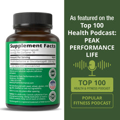 Peak Performance Easy-to-swallow pills shown in hand convey daily routine convenience.