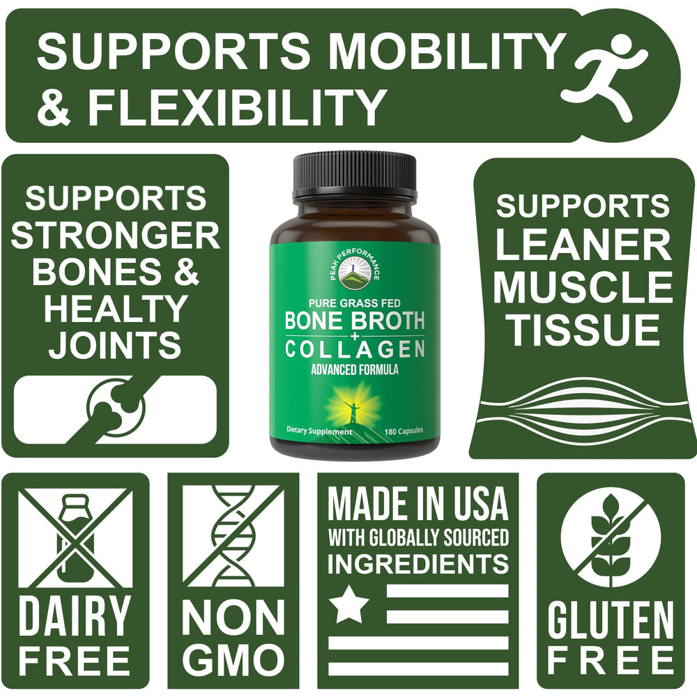 Peak Performance grass-fed origin label emphasizing pasture-raised source and clean ingredients.