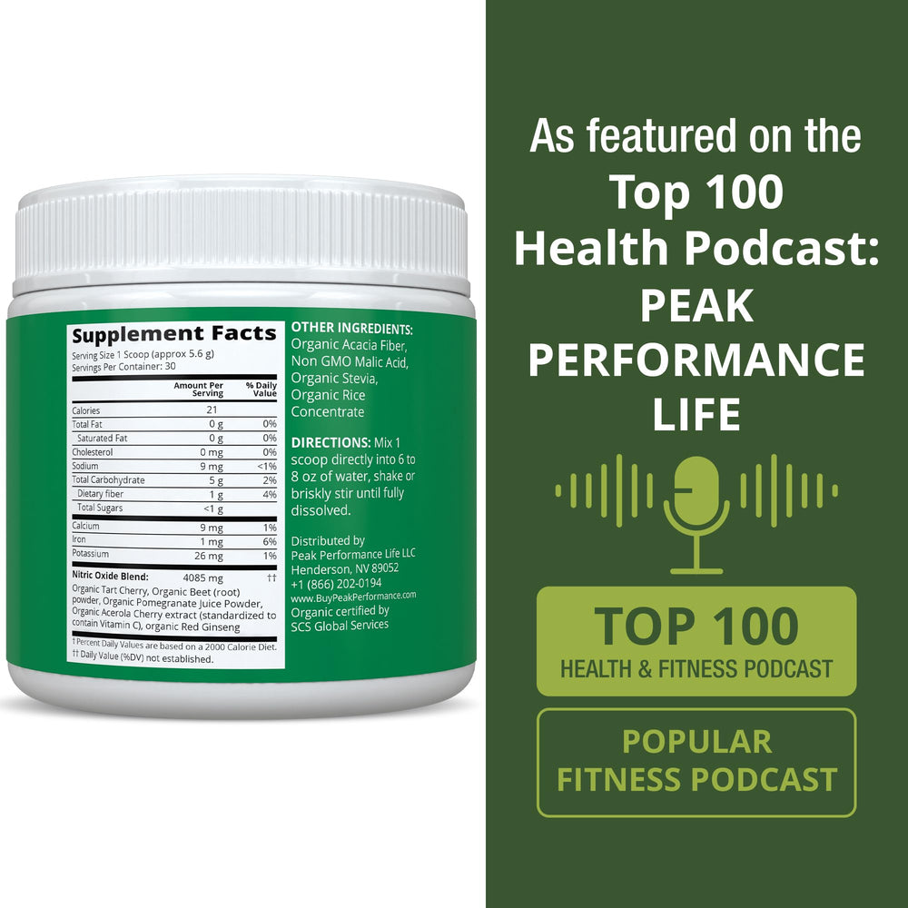 Peak Performance Nitric Oxide Booster organic acacia fiber for clean texture