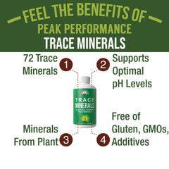 Peak Performance trace minerals liquid drops pour demonstrates easy dosing for balanced electrolytes.