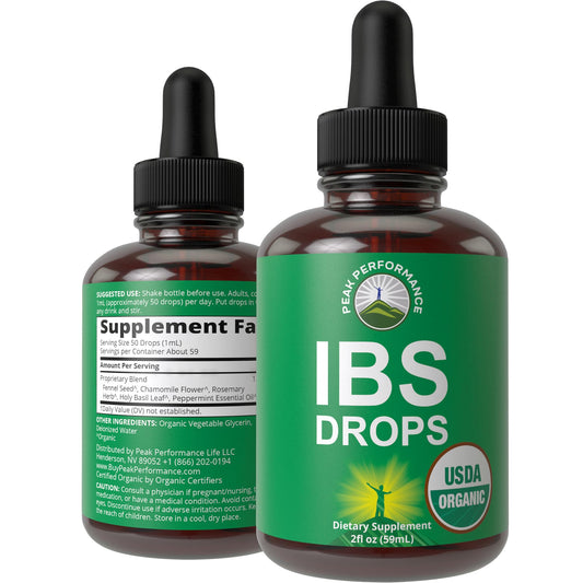 Peak Performance IBS Drops bottle front for digestive support