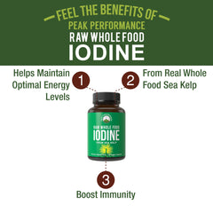 Close-up of Peak Performance vegan iodine capsules for plant-based daily support