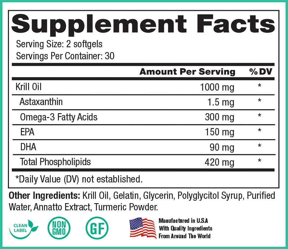 Peak Pure & Natural Krill Oil sourced from Antarctic waters for purity.