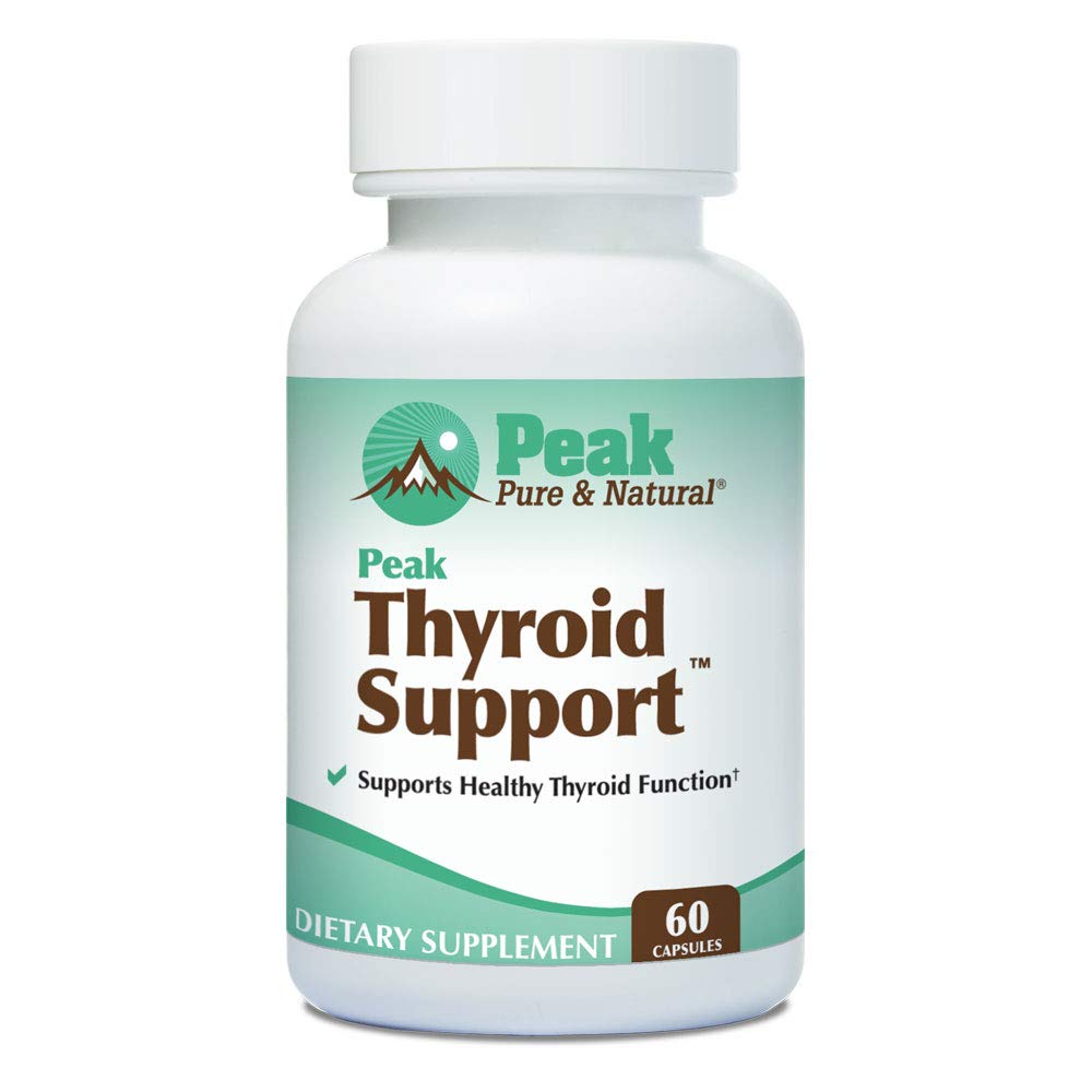 Peak Pure & Natural Thyroid Support bottle front showing branding and daily-use appeal.