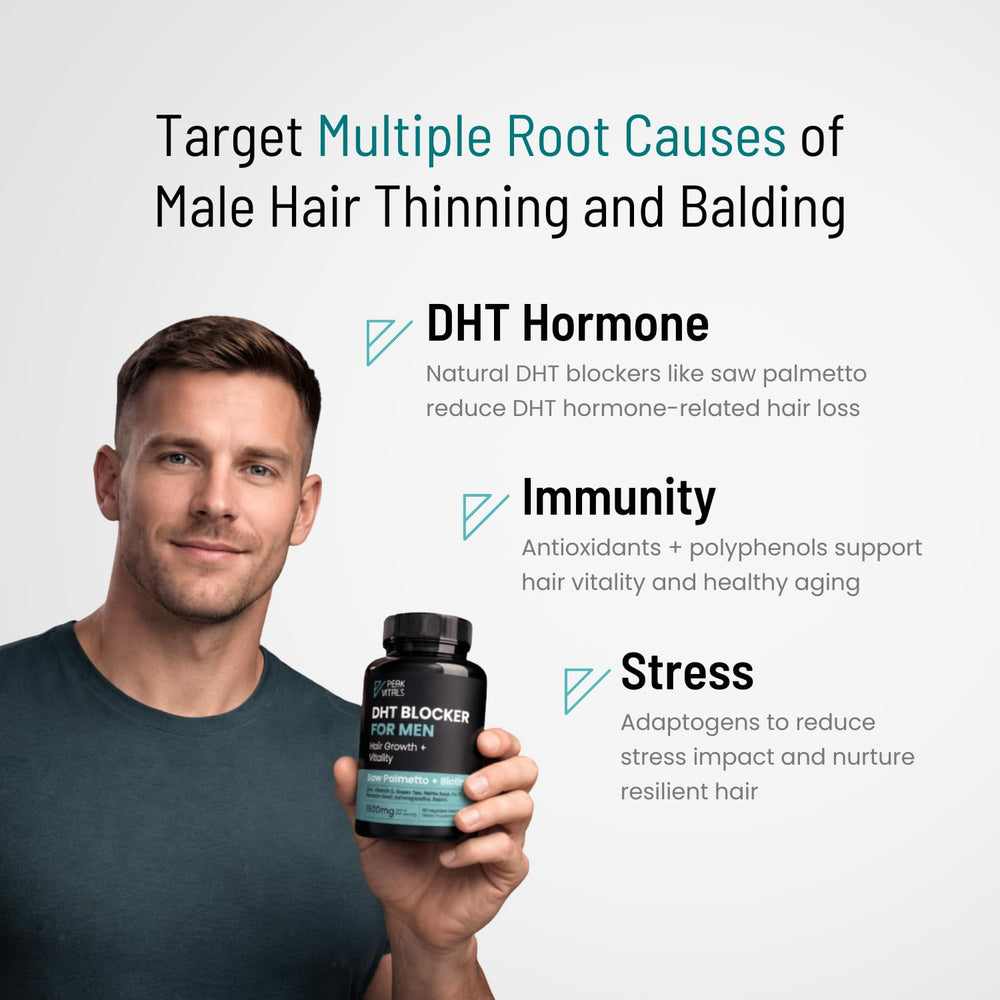 Peak Vitals DHT Blocker pumpkin seed extract focus supports hair vitality
