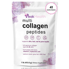 Peakhealth multi collagen powder tub shown for daily protein support