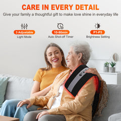 Pedete pad in use on back delivering gentle warmth and light therapy