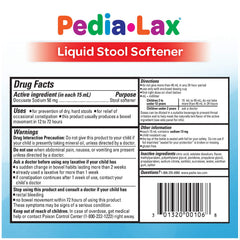 Pedia-Lax berry bottle pouring into juice for dosing
