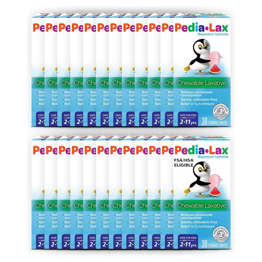 Pedia-Lax watermelon chewables bottle offers gentle relief for kids.