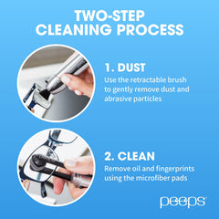 Peeps CarbonKlean before-after glasses, streak-free clarity.