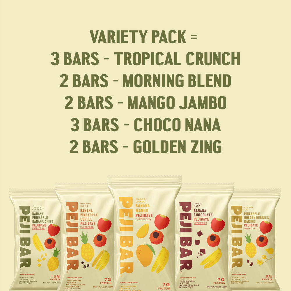 PEJI BAR Tropical Crunch bar highlighting natural ingredients for gym energy