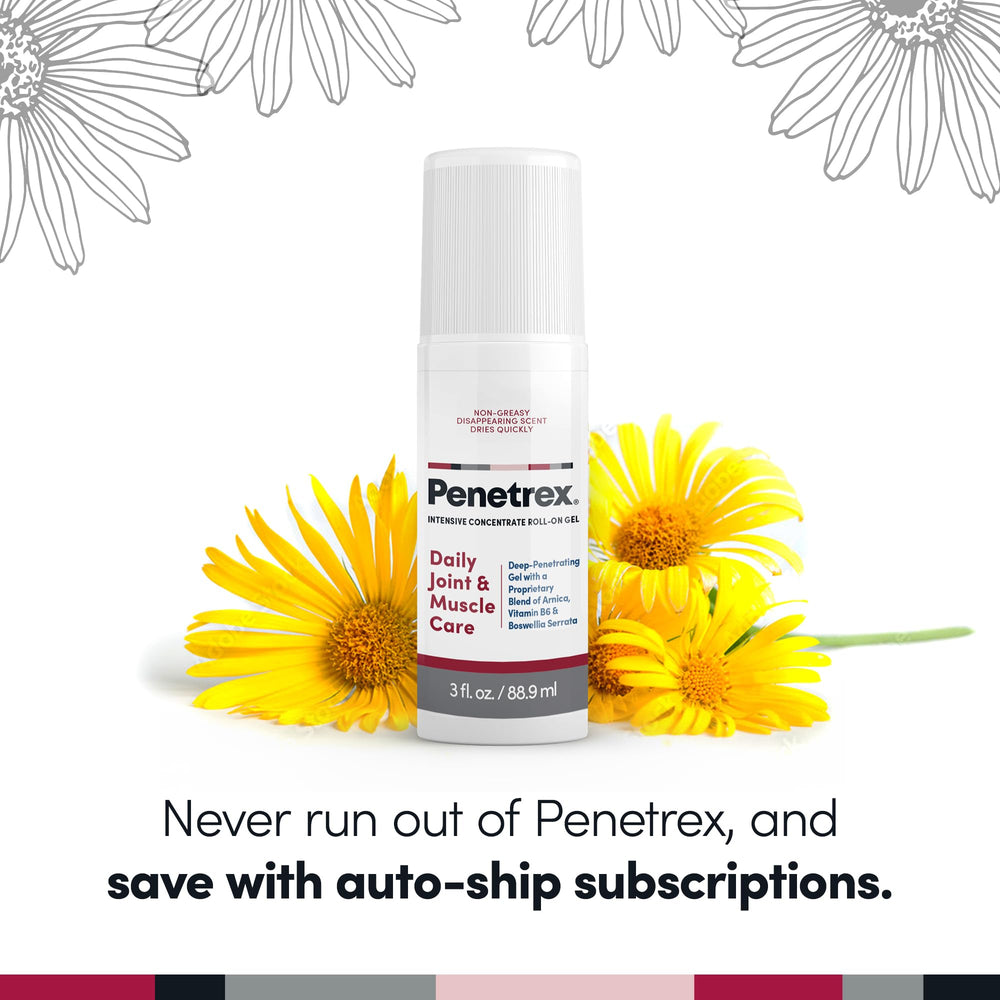Penetrex arnica MSM botanicals highlight soothing ingredients.