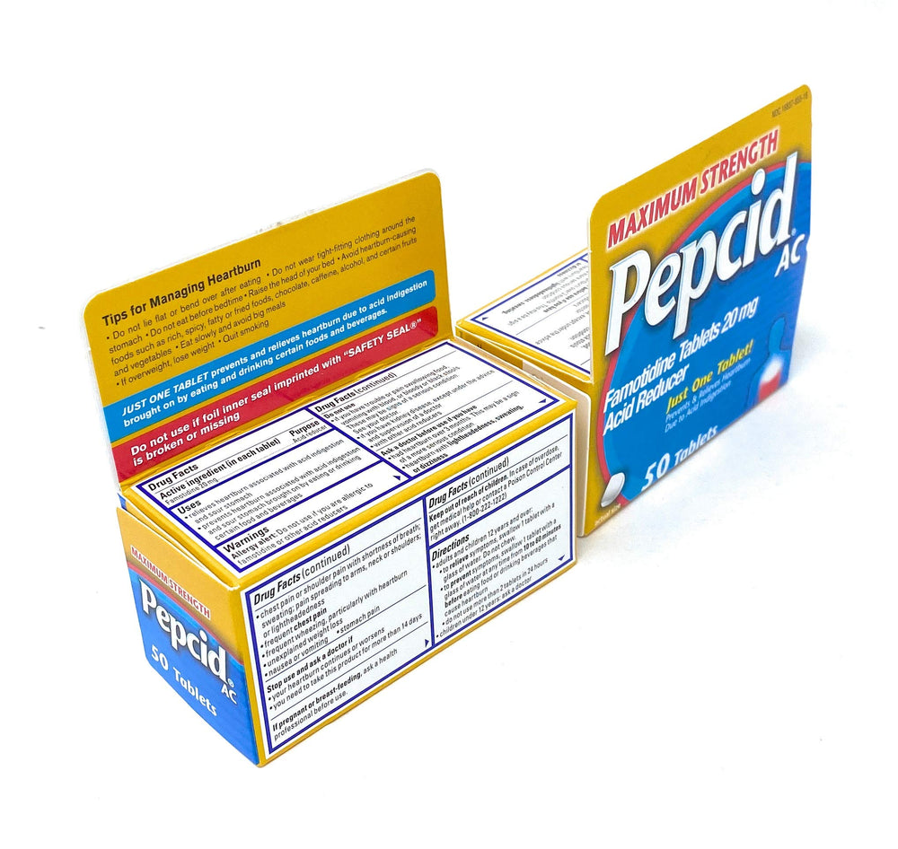 Pepcid AC bottle with water ready for nightly use and acid control.
