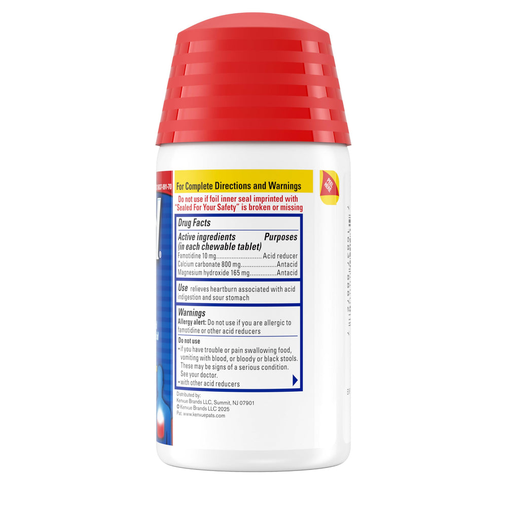 Home usage scene with Pepcid Complete for late-night relief.