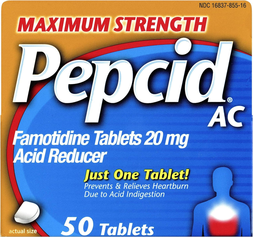 Pepcid CSC24 bottle with 20 mg tablets for on-the-go heartburn support