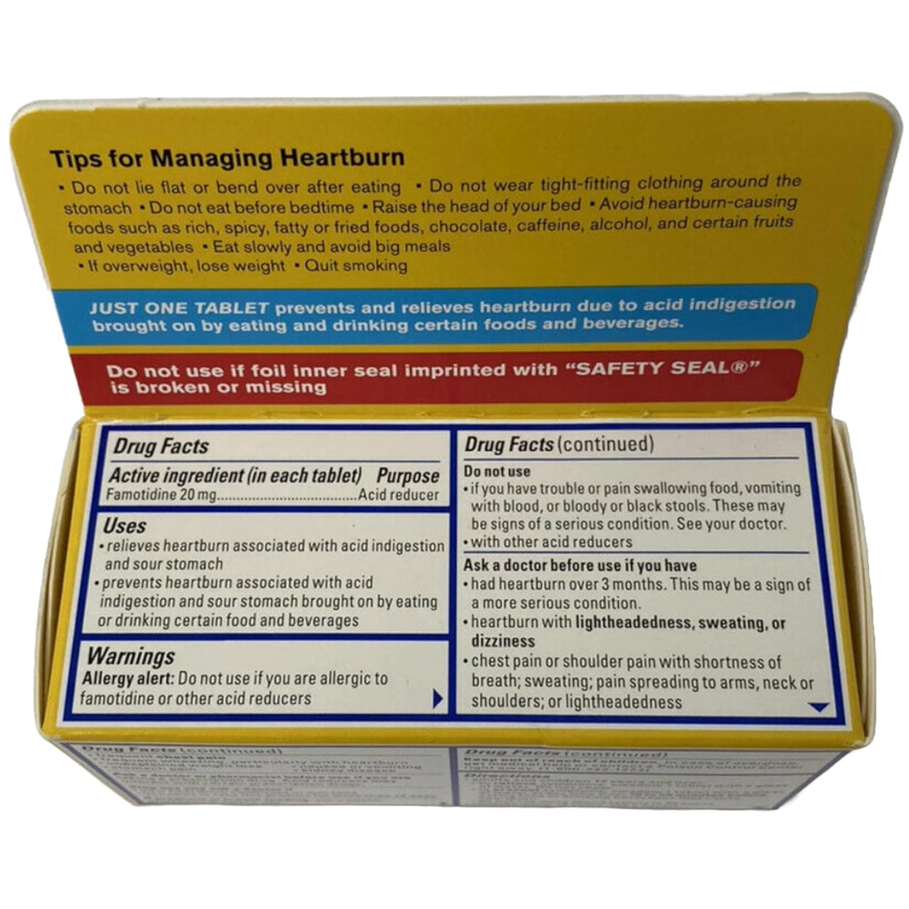 Pepcid CSC24 travel carton showing compact packaging for trips