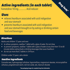 Pepcid Original Strength tablet on counter ready for immediate relief use.