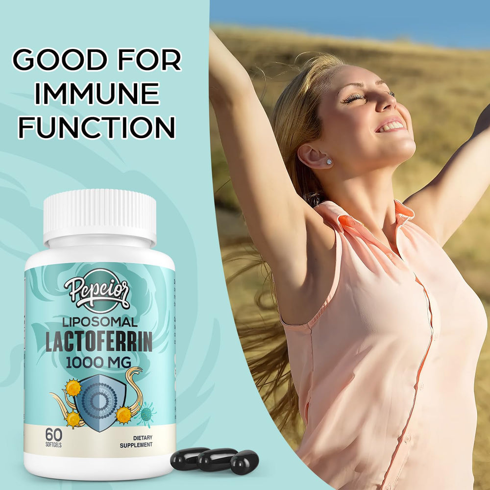 Pepeior Liposomal Lactoferrin softgels back label with dosage and ingredients