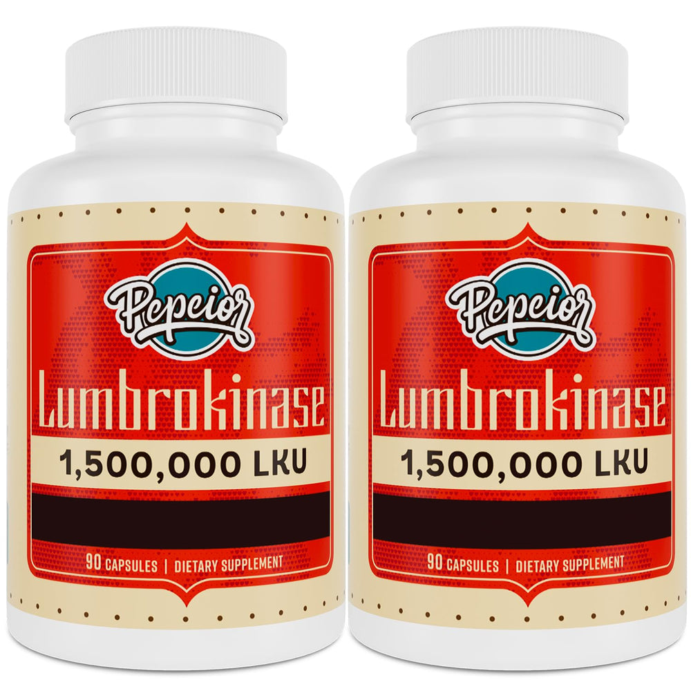 Pepeior Lumbrokinase bottle packshot shows packaging ready for daily use.