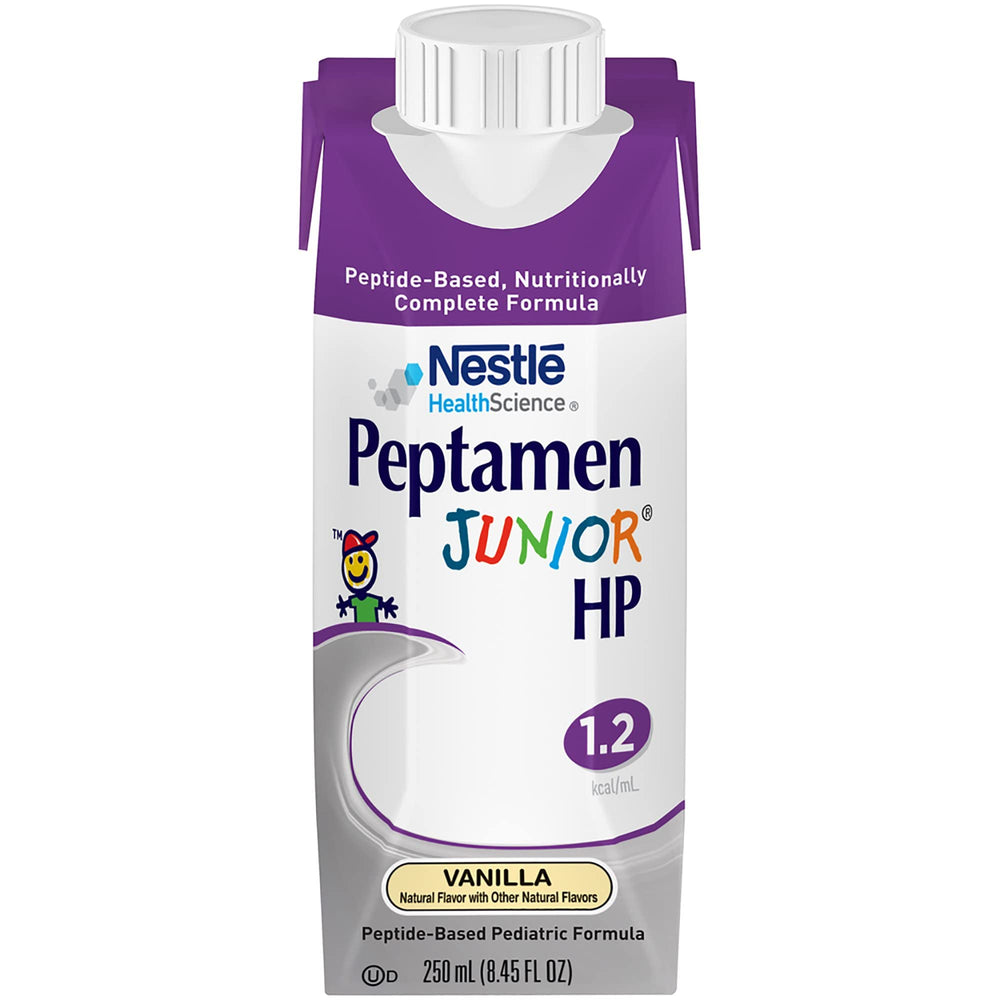 Peptamen Junior 1.2 hp Vanilla carton front for convenient pediatric nutrition.