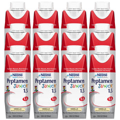 Peptamen Junior 1.5 Vanilla cup with straw for easy feeding at mealtimes.
