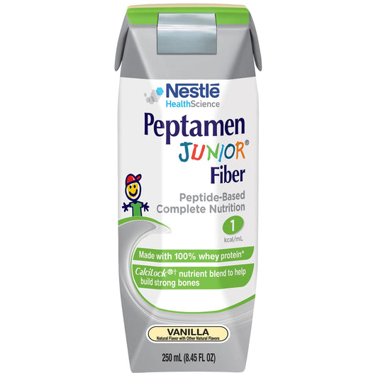 Peptamen Junior Fiber Vanilla carton front view showing pediatric nutrition support