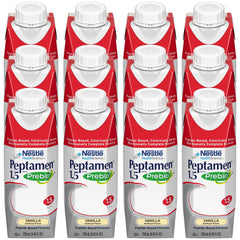 Peptamen Vanilla packaging details emphasize 250 mL bottle and 24 count