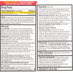 Percogesic pharmacist-recommended ingredients label close-up.