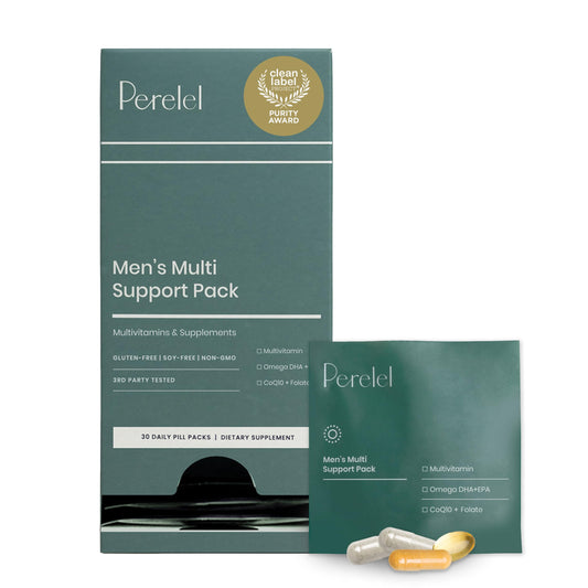 Perelel Men's Multi daily packets for on-the-go wellness and consistency.