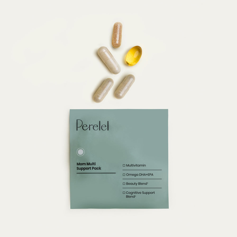 Perelel Mom iron and B vitamins close-up supporting daily energy and nutrition.
