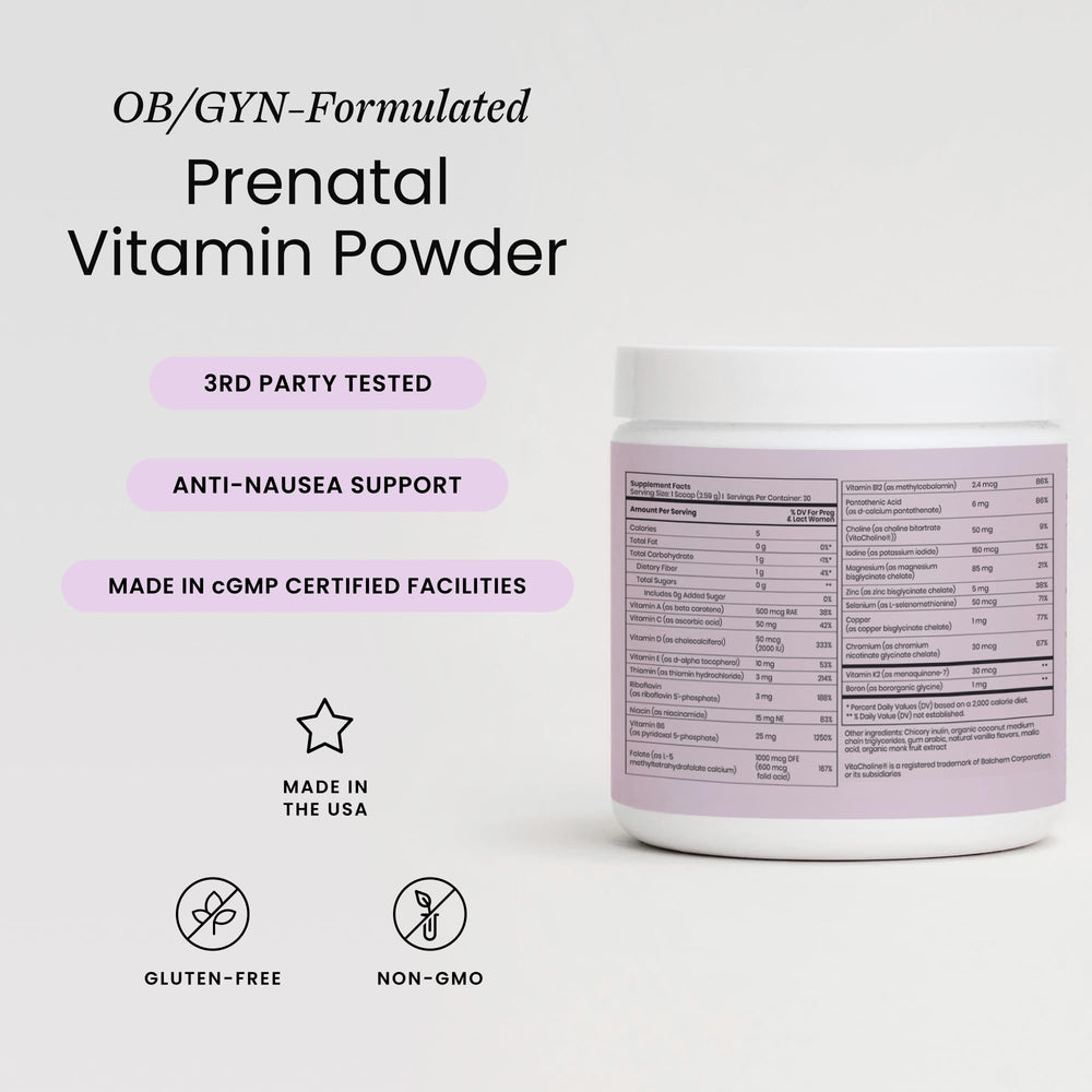 Perelel Prenatal Powder scoop included for precise daily measurement.