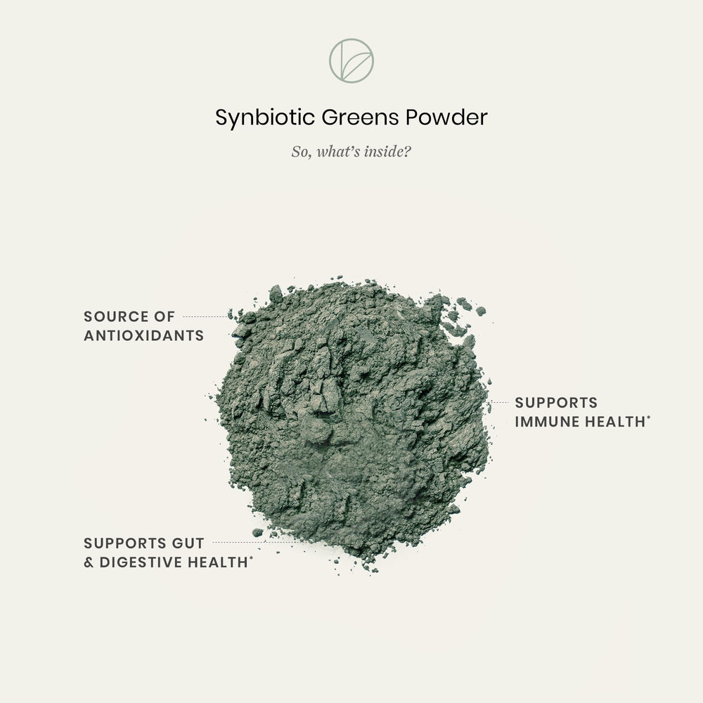 Green powder scoop and supplement bottle shown during morning routine, suitable for busy days.