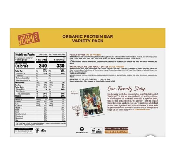 Perfect Bar dark chocolate chip bar with visible chips for on-the-go energy.