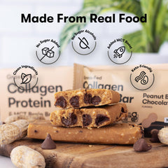 Perfect Keto Collagen Bar 12 bars display, convenient keto snack pack.