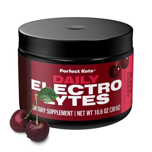 Perfect Keto Electrolytes Black Cherry bottle for on-the-go hydration
