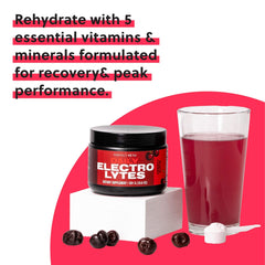 Glass with Perfect Keto Electrolytes Black Cherry after workouts for refreshing recovery
